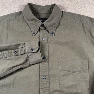 Eddie Bauer Mens Large Tall Long Sleeve Button Down Shirt Green Oxord 90s